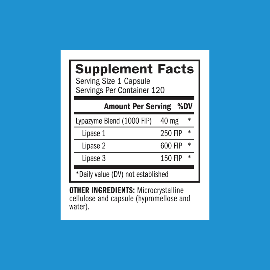 Lypazyme 120 supplement facts